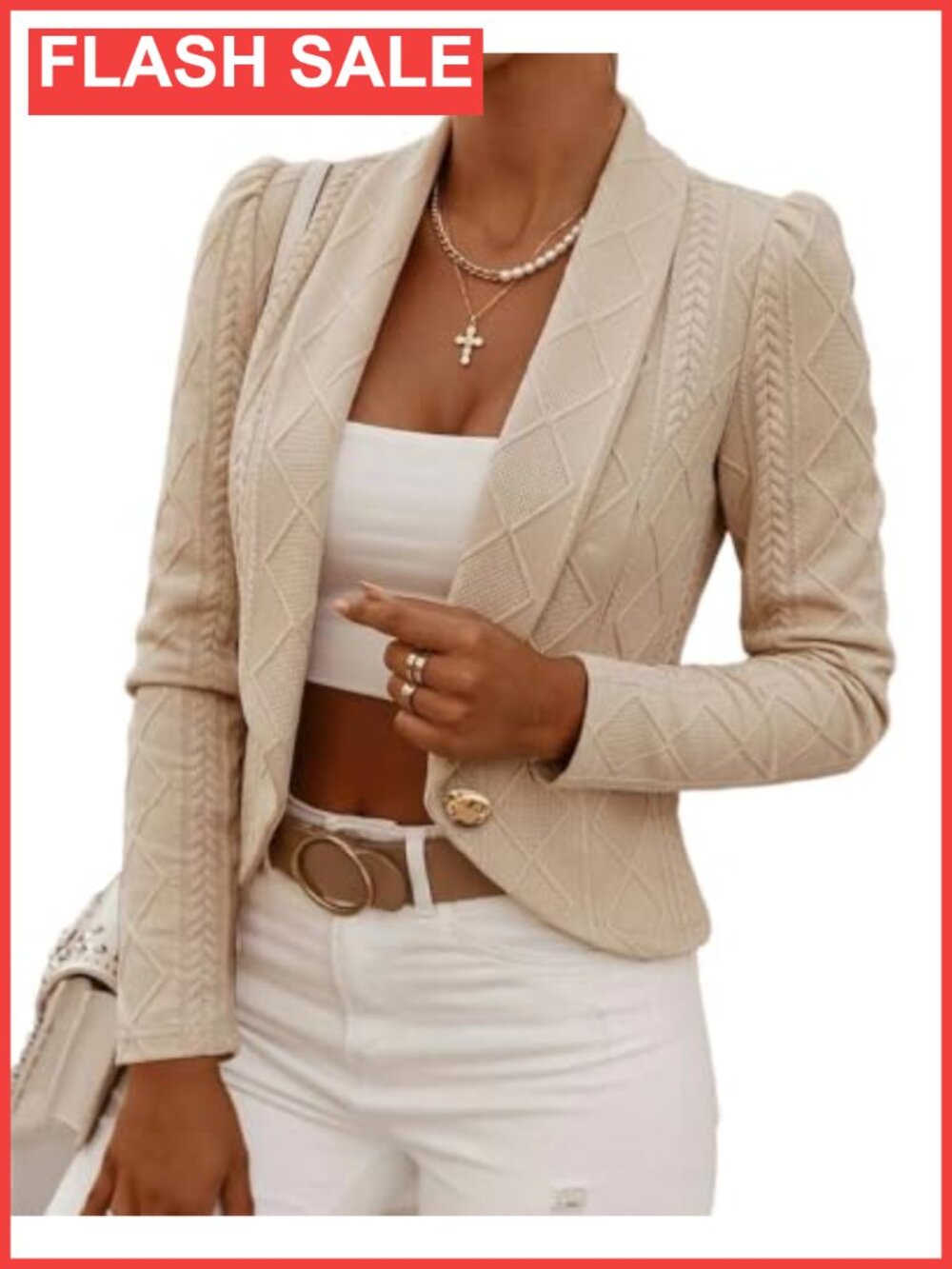 Women's Cropped Argyle Shawl Collar Blazer Jacket Slim Fit